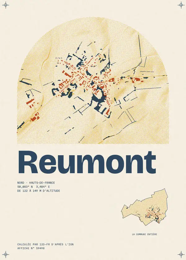 Affiche de Reumont, calculée par 123-fr d'après l'IGN