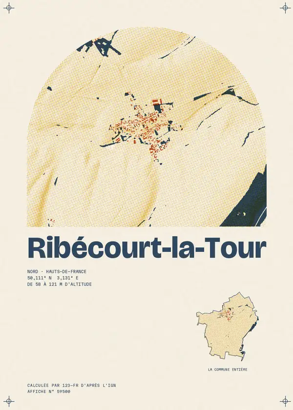 Affiche de Ribécourt-la-Tour, calculée par 123-fr d'après l'IGN