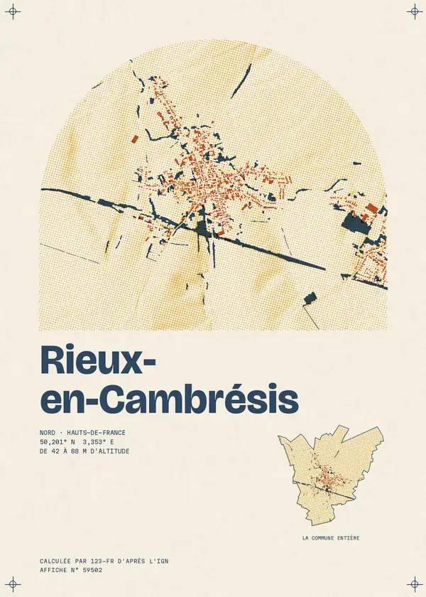 Affiche de Rieux-en-Cambrésis, calculée par 123-fr d'après l'IGN