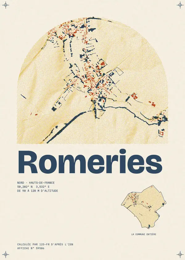 Affiche de Romeries, calculée par 123-fr d'après l'IGN