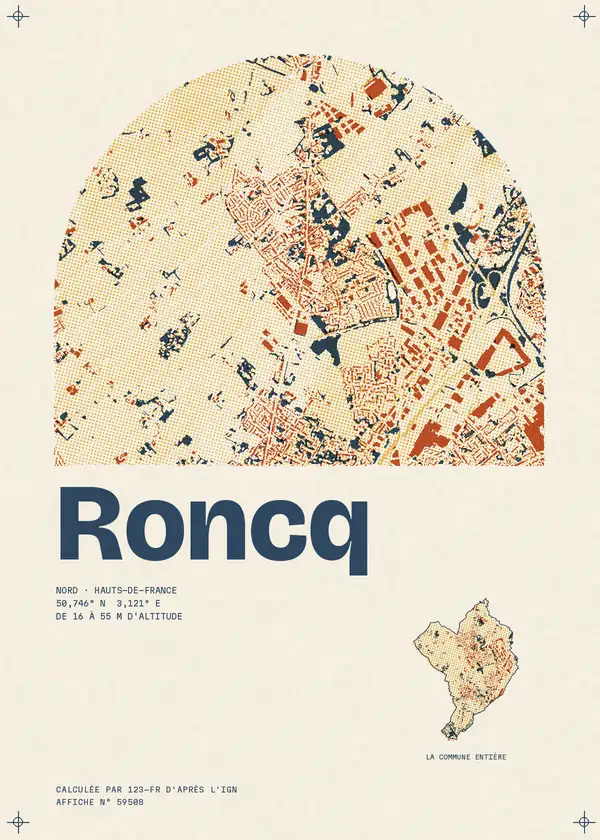 Affiche de Roncq, calculée par 123-fr d'après l'IGN