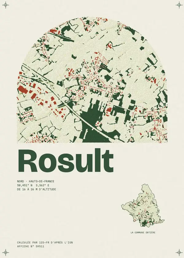 Affiche de Rosult, calculée par 123-fr d'après l'IGN