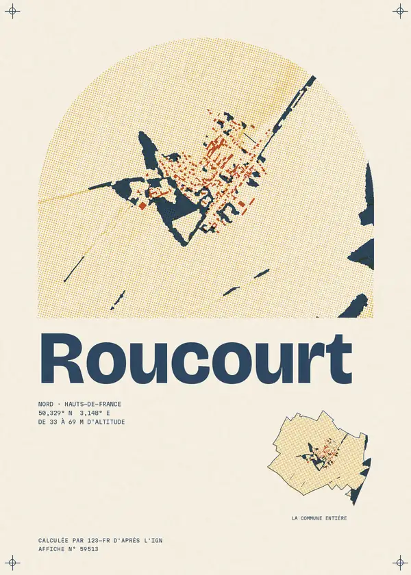 Affiche de Roucourt, calculée par 123-fr d'après l'IGN