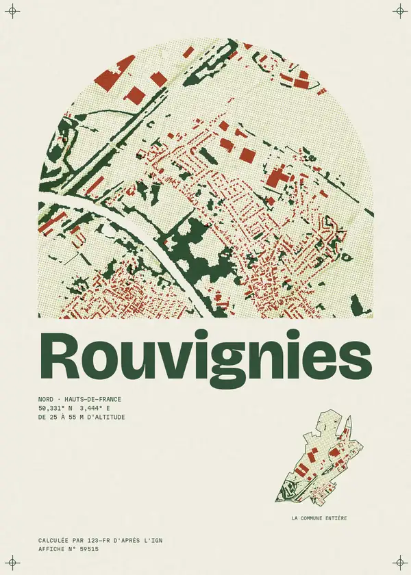 Affiche de Rouvignies, calculée par 123-fr d'après l'IGN