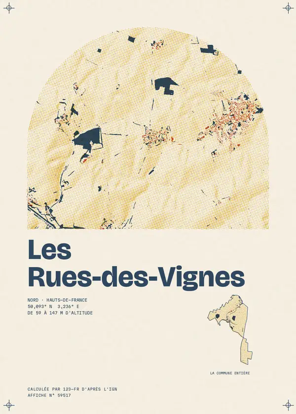 Affiche de Les Rues-des-Vignes, calculée par 123-fr d'après l'IGN