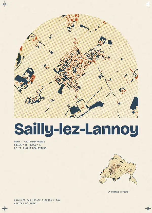 Affiche de Sailly-lez-Lannoy, calculée par 123-fr d'après l'IGN