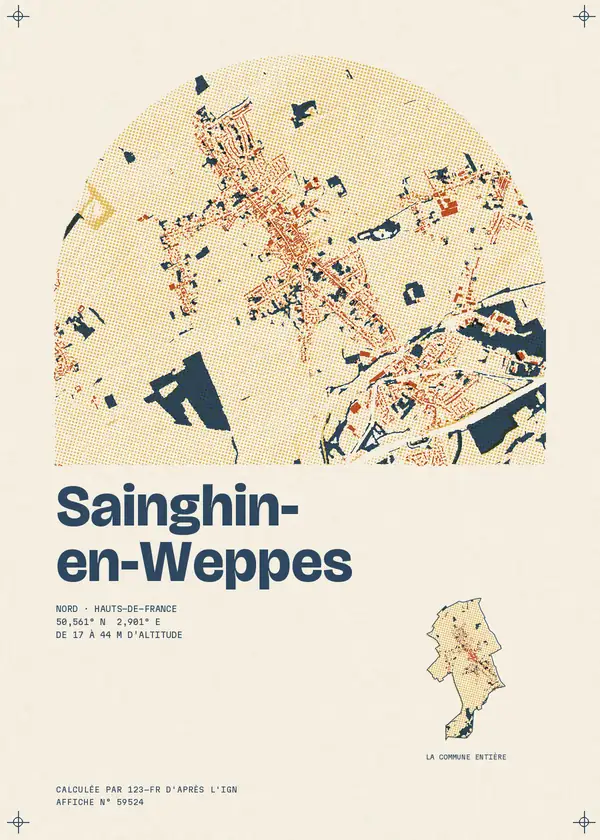 Affiche de Sainghin-en-Weppes, calculée par 123-fr d'après l'IGN