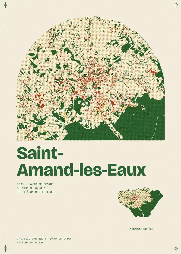 Affiche de Saint-Amand-les-Eaux, calculée par 123-fr d'après l'IGN