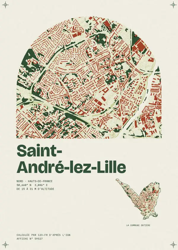 Affiche de Saint-André-lez-Lille, calculée par 123-fr d'après l'IGN