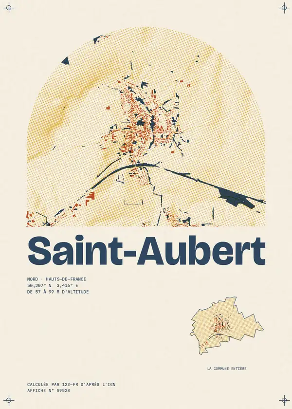 Affiche de Saint-Aubert, calculée par 123-fr d'après l'IGN