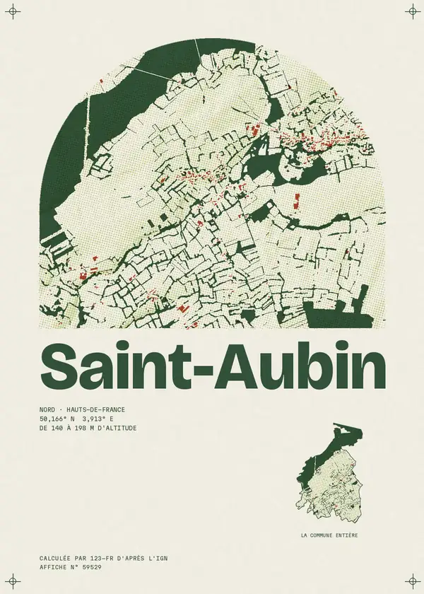 Affiche de Saint-Aubin, calculée par 123-fr d'après l'IGN