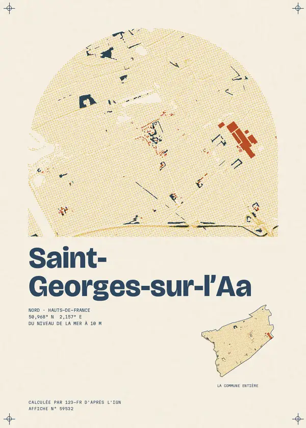 Affiche de Saint-Georges-sur-l'Aa, calculée par 123-fr d'après l'IGN