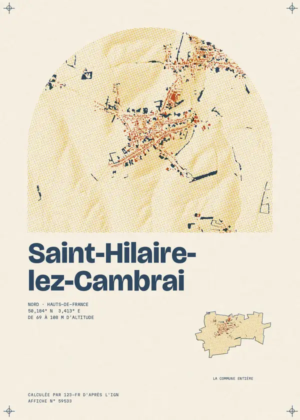 Affiche de Saint-Hilaire-lez-Cambrai, calculée par 123-fr d'après l'IGN