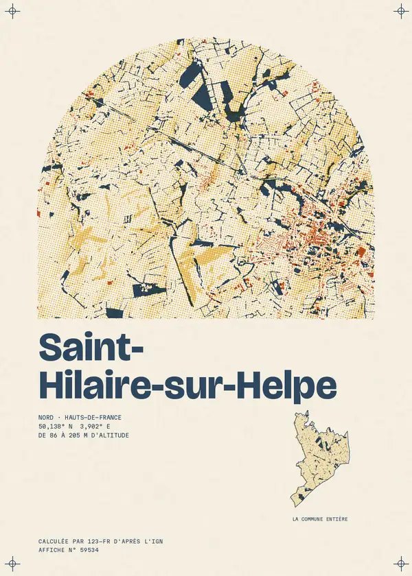 Affiche de Saint-Hilaire-sur-Helpe, calculée par 123-fr d'après l'IGN