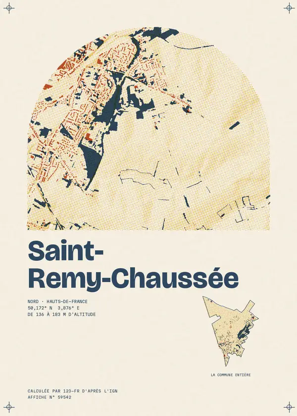 Affiche de Saint-Remy-Chaussée, calculée par 123-fr d'après l'IGN