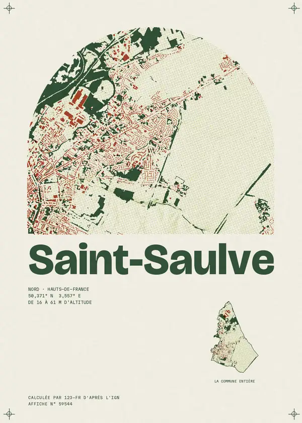 Affiche de Saint-Saulve, calculée par 123-fr d'après l'IGN
