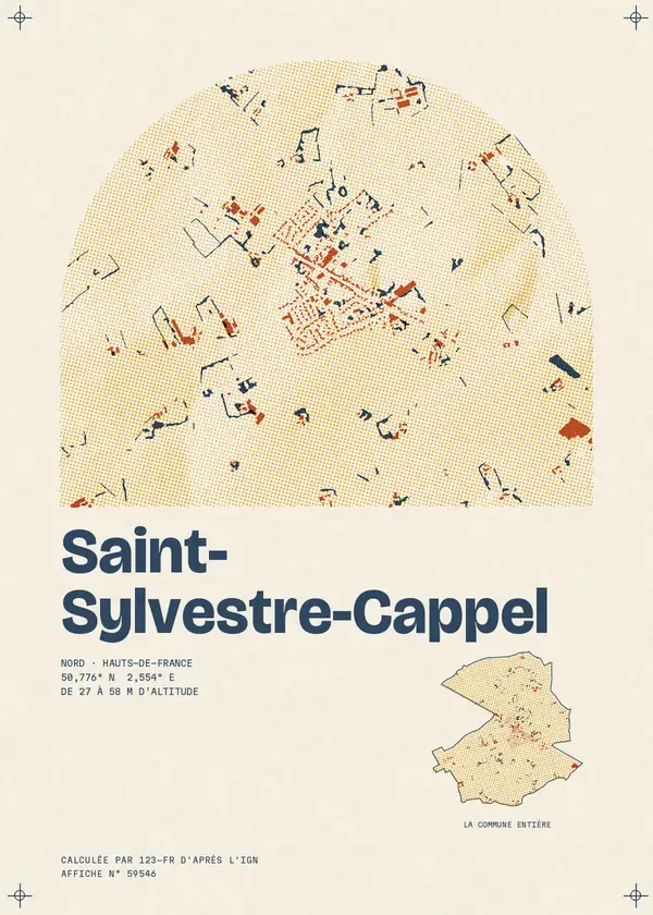 Affiche de Saint-Sylvestre-Cappel, calculée par 123-fr d'après l'IGN