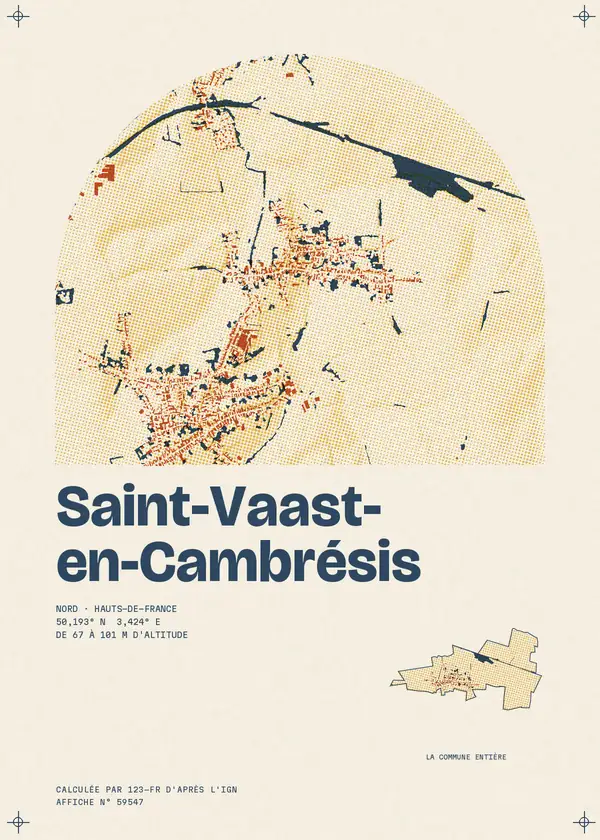 Affiche de Saint-Vaast-en-Cambrésis, calculée par 123-fr d'après l'IGN
