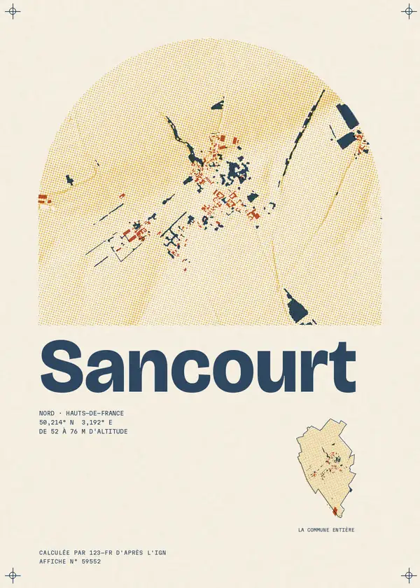 Affiche de Sancourt, calculée par 123-fr d'après l'IGN