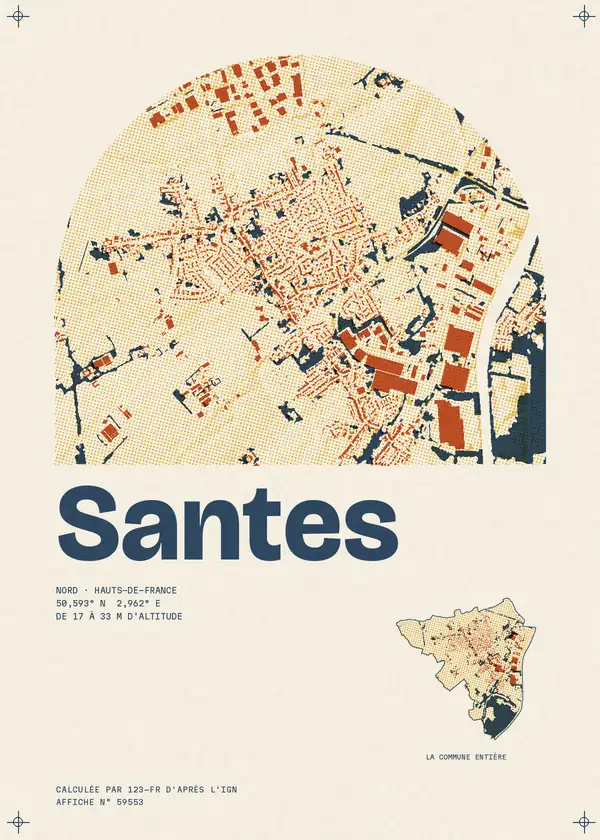 Affiche de Santes, calculée par 123-fr d'après l'IGN