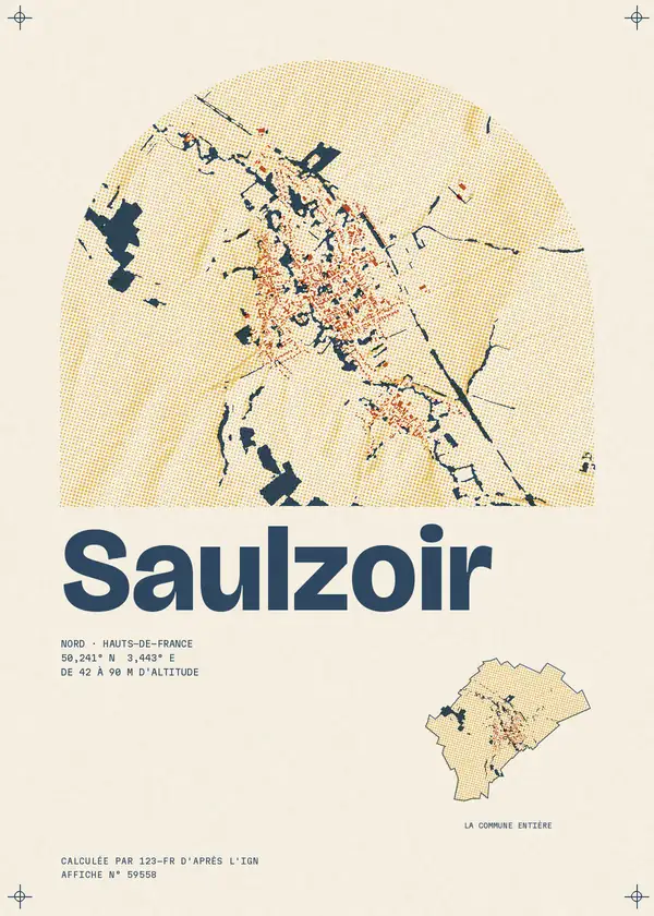 Affiche de Saulzoir, calculée par 123-fr d'après l'IGN