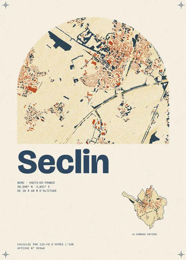 Affiche de Seclin, calculée par 123-fr d'après l'IGN