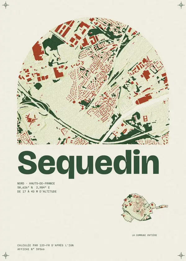 Affiche de Sequedin, calculée par 123-fr d'après l'IGN