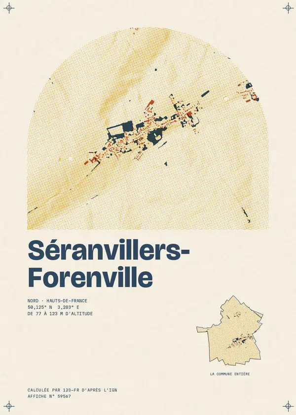 Affiche de Séranvillers-Forenville, calculée par 123-fr d'après l'IGN