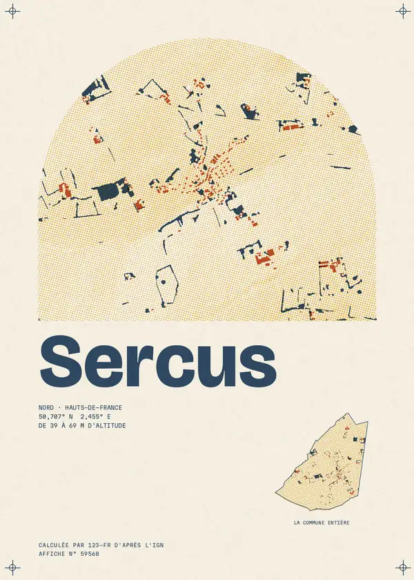 Affiche de Sercus, calculée par 123-fr d'après l'IGN