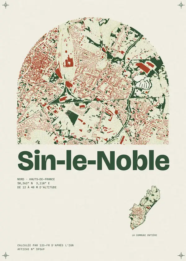Affiche de Sin-le-Noble, calculée par 123-fr d'après l'IGN