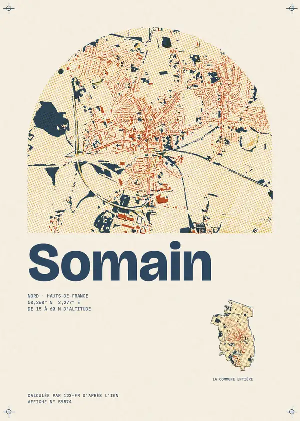 Affiche de Somain, calculée par 123-fr d'après l'IGN