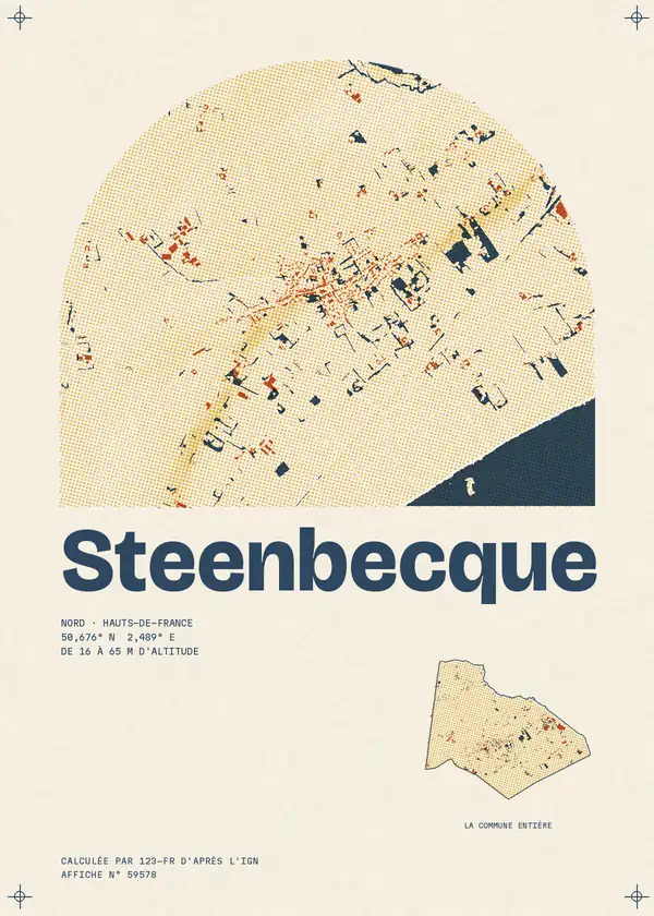 Affiche de Steenbecque, calculée par 123-fr d'après l'IGN