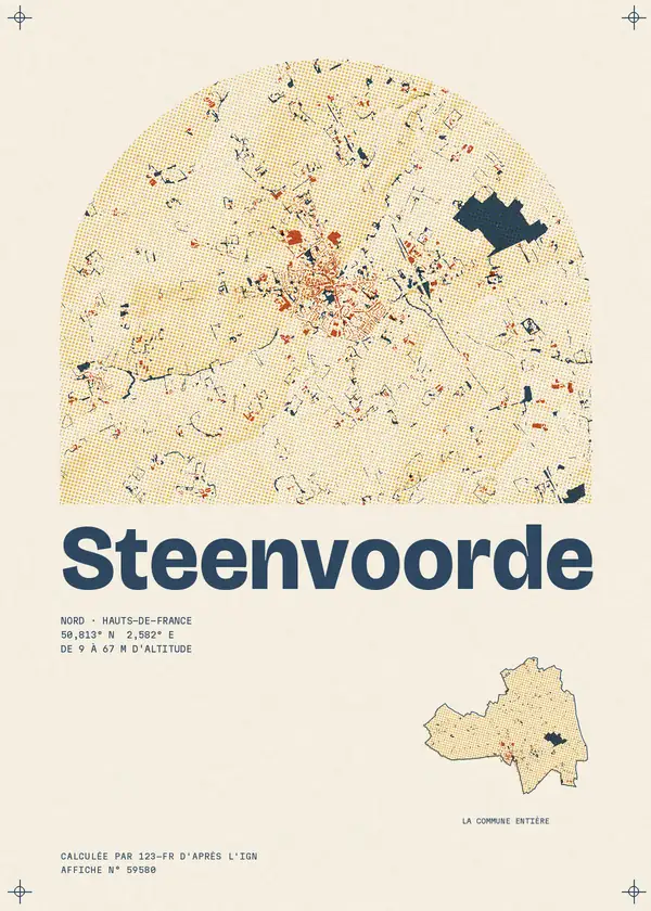 Affiche de Steenvoorde, calculée par 123-fr d'après l'IGN