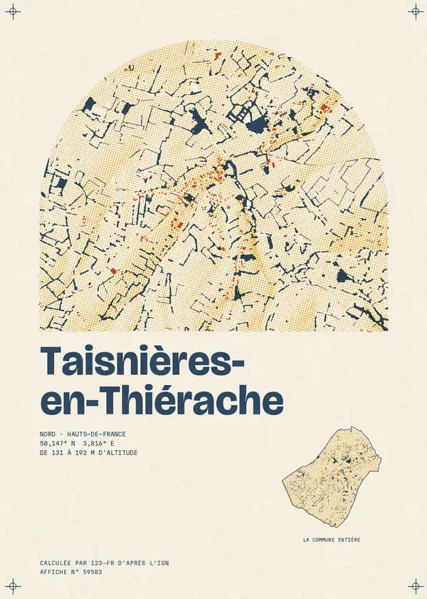 Affiche de Taisnières-en-Thiérache, calculée par 123-fr d'après l'IGN