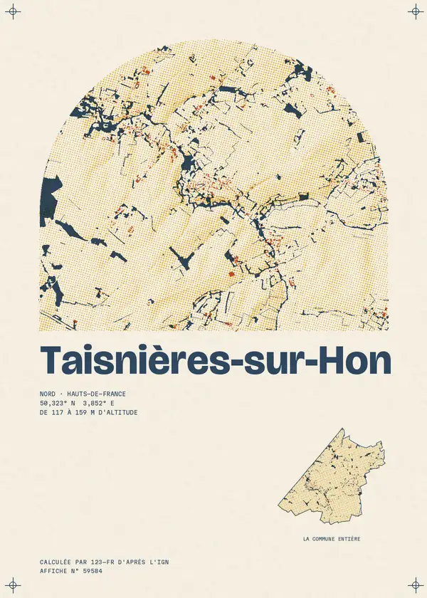 Affiche de Taisnières-sur-Hon, calculée par 123-fr d'après l'IGN