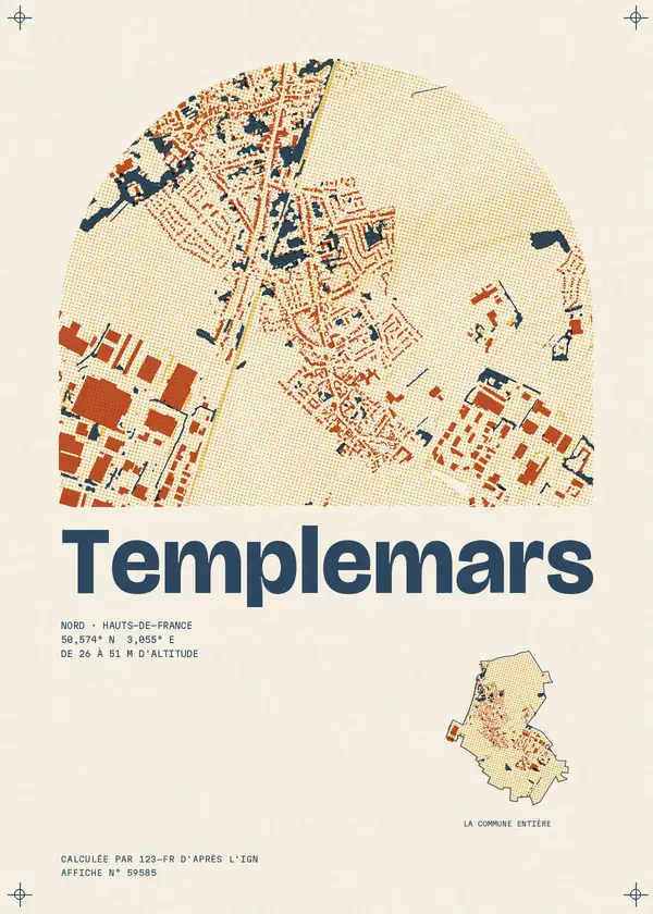 Affiche de Templemars, calculée par 123-fr d'après l'IGN