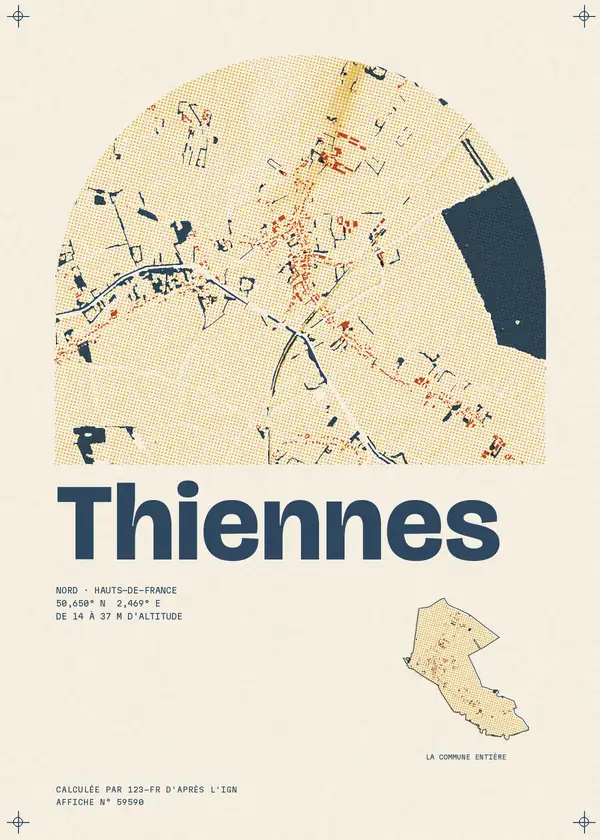 Affiche de Thiennes, calculée par 123-fr d'après l'IGN