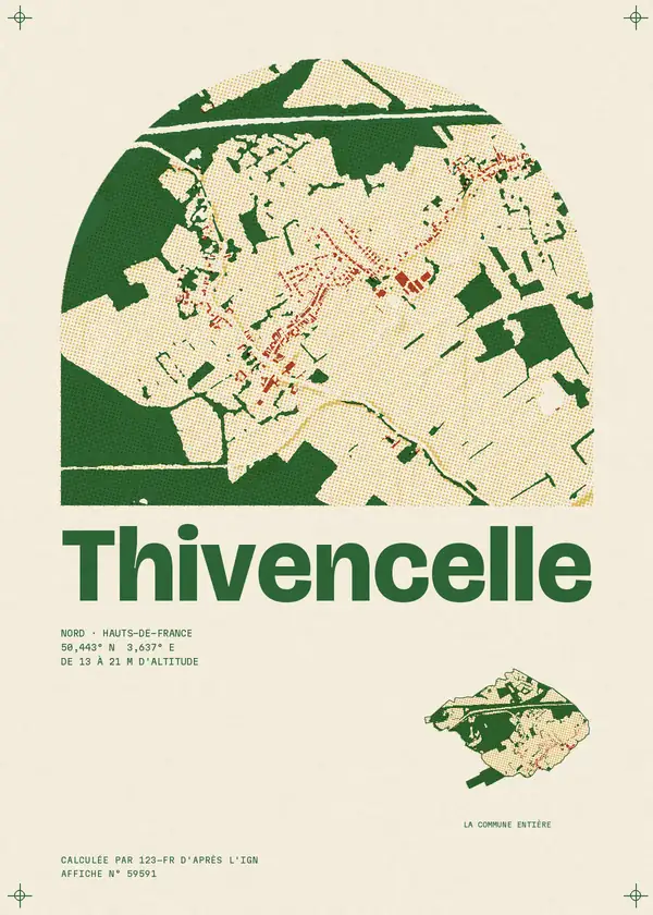 Affiche de Thivencelle, calculée par 123-fr d'après l'IGN