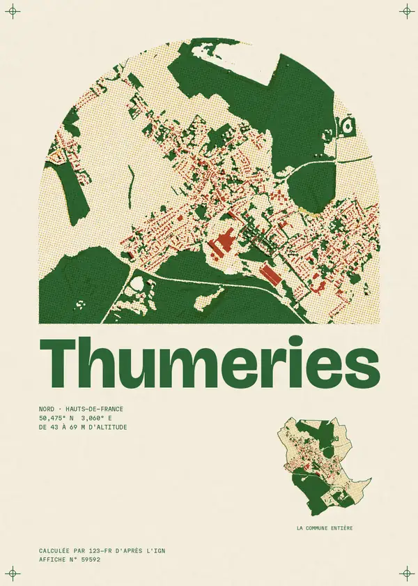 Affiche de Thumeries, calculée par 123-fr d'après l'IGN