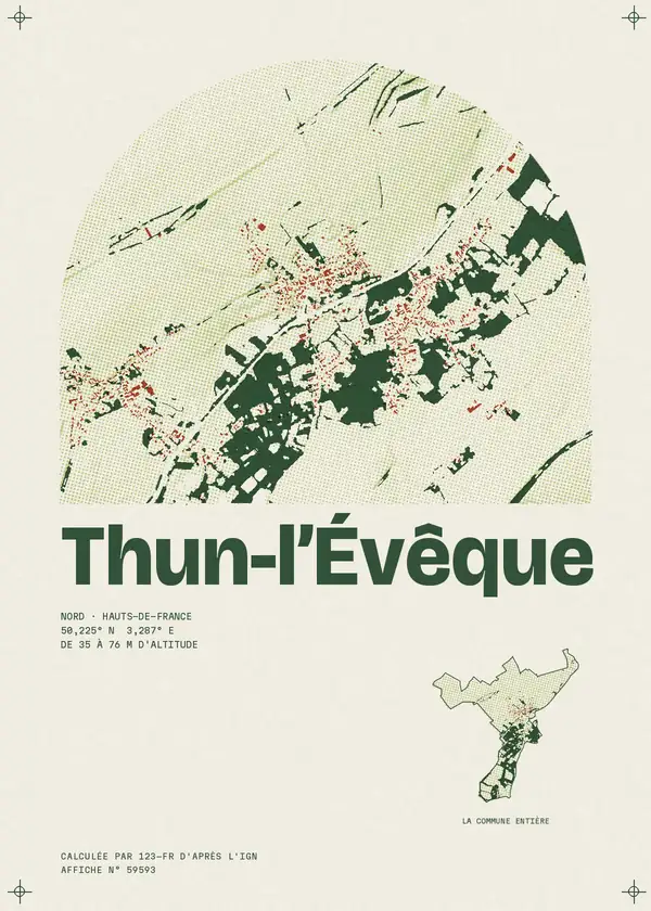 Affiche de Thun-l'Évêque, calculée par 123-fr d'après l'IGN