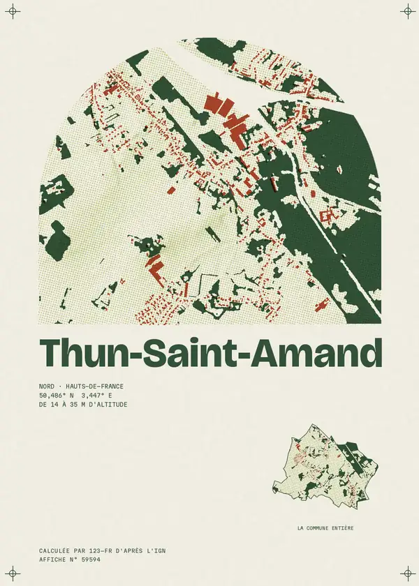 Affiche de Thun-Saint-Amand, calculée par 123-fr d'après l'IGN
