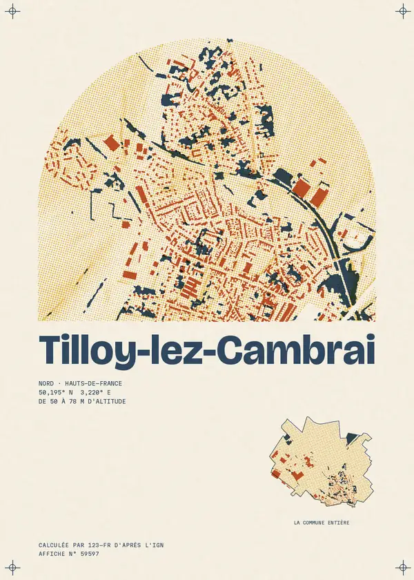 Affiche de Tilloy-lez-Cambrai, calculée par 123-fr d'après l'IGN