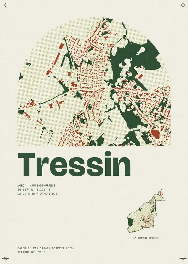 Affiche de Tressin, calculée par 123-fr d'après l'IGN
