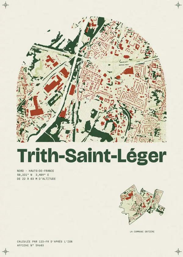 Affiche de Trith-Saint-Léger, calculée par 123-fr d'après l'IGN