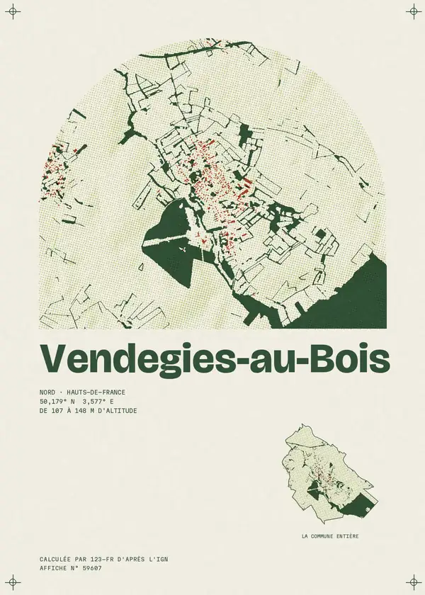 Affiche de Vendegies-au-Bois, calculée par 123-fr d'après l'IGN