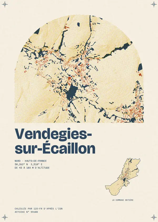 Affiche de Vendegies-sur-Écaillon, calculée par 123-fr d'après l'IGN