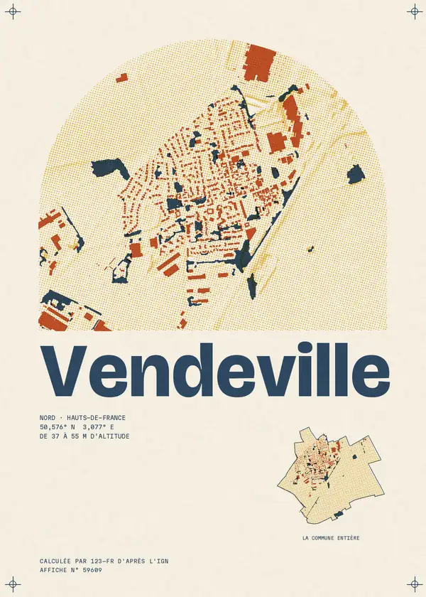 Affiche de Vendeville, calculée par 123-fr d'après l'IGN