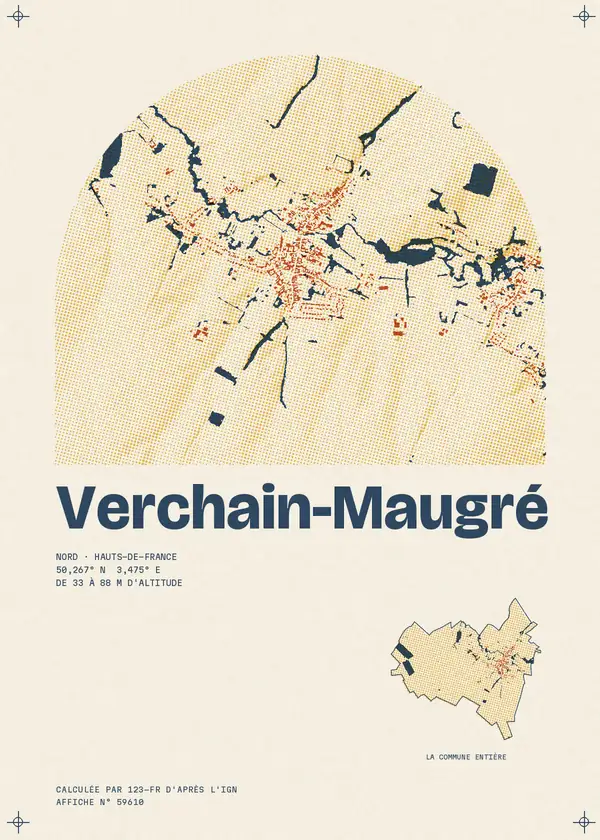 Affiche de Verchain-Maugré, calculée par 123-fr d'après l'IGN