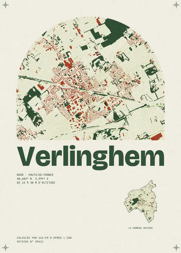 Affiche de Verlinghem, calculée par 123-fr d'après l'IGN
