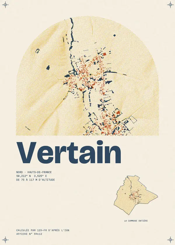 Affiche de Vertain, calculée par 123-fr d'après l'IGN